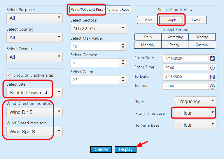 Wind pollutant rose report tutorial